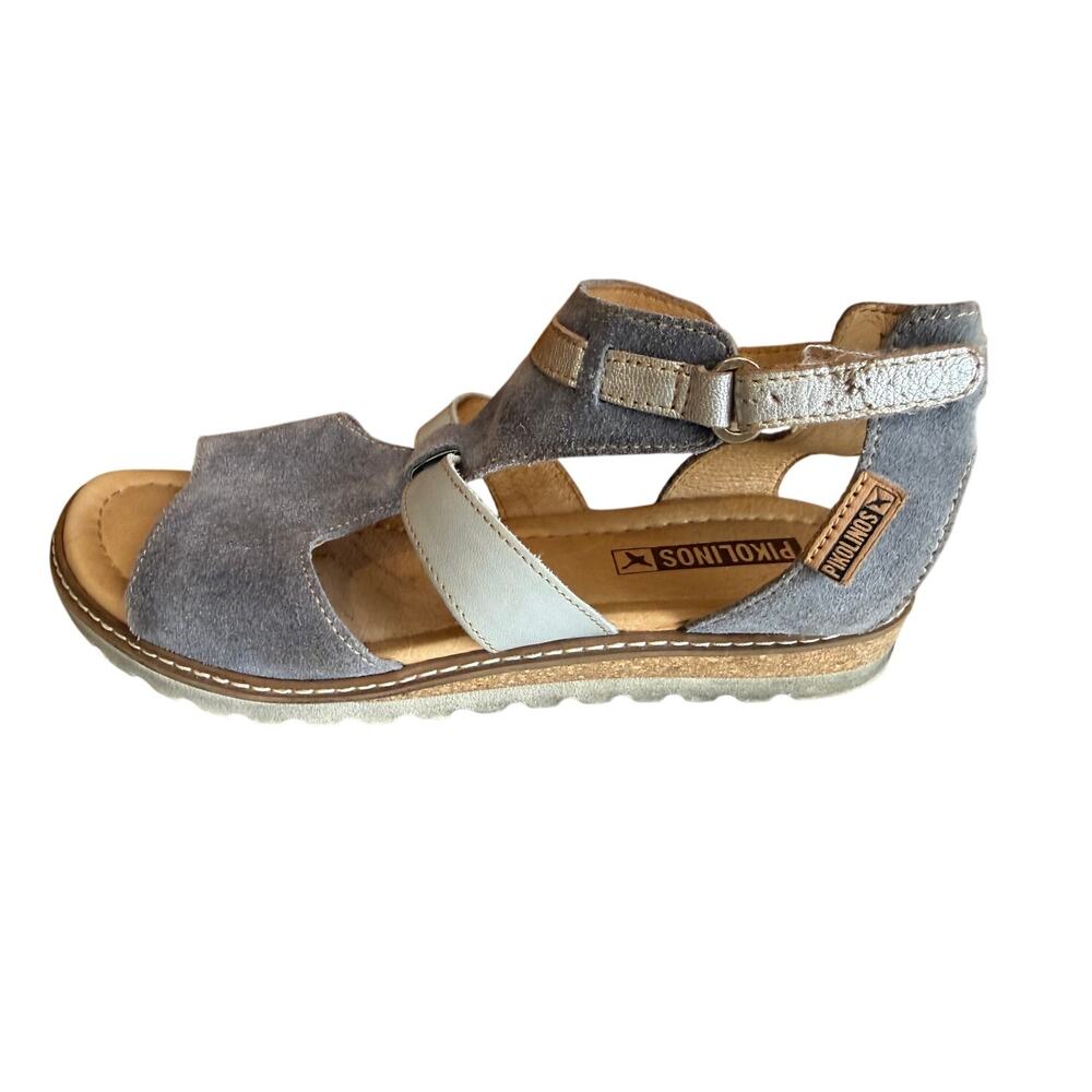 Pikolinos Alcudia Cut Out Grecian Sandals Blue Silver 36